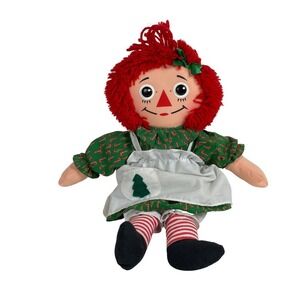 RAGGEDY ANN DOLL 1988 Vintage Playskool Holiday Theme Plush Toy Candy Cane Dress